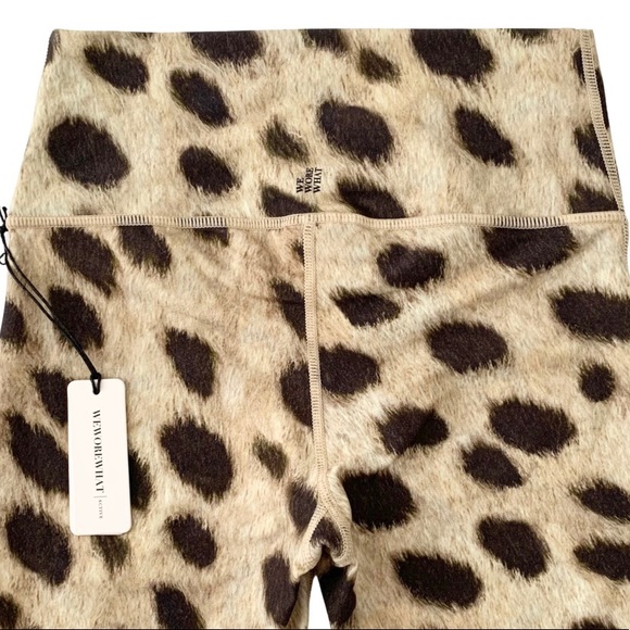 WeWoreWhat Leopard Print Splice Legging V-Front High Rise Biker Shorts Tan/Brown - Picture 10 of 16